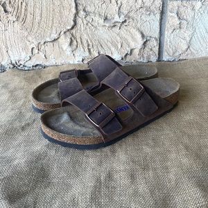 birkenstock sandals Arizona Oiled Leather Soft Footbed Size 39 unisex Brown